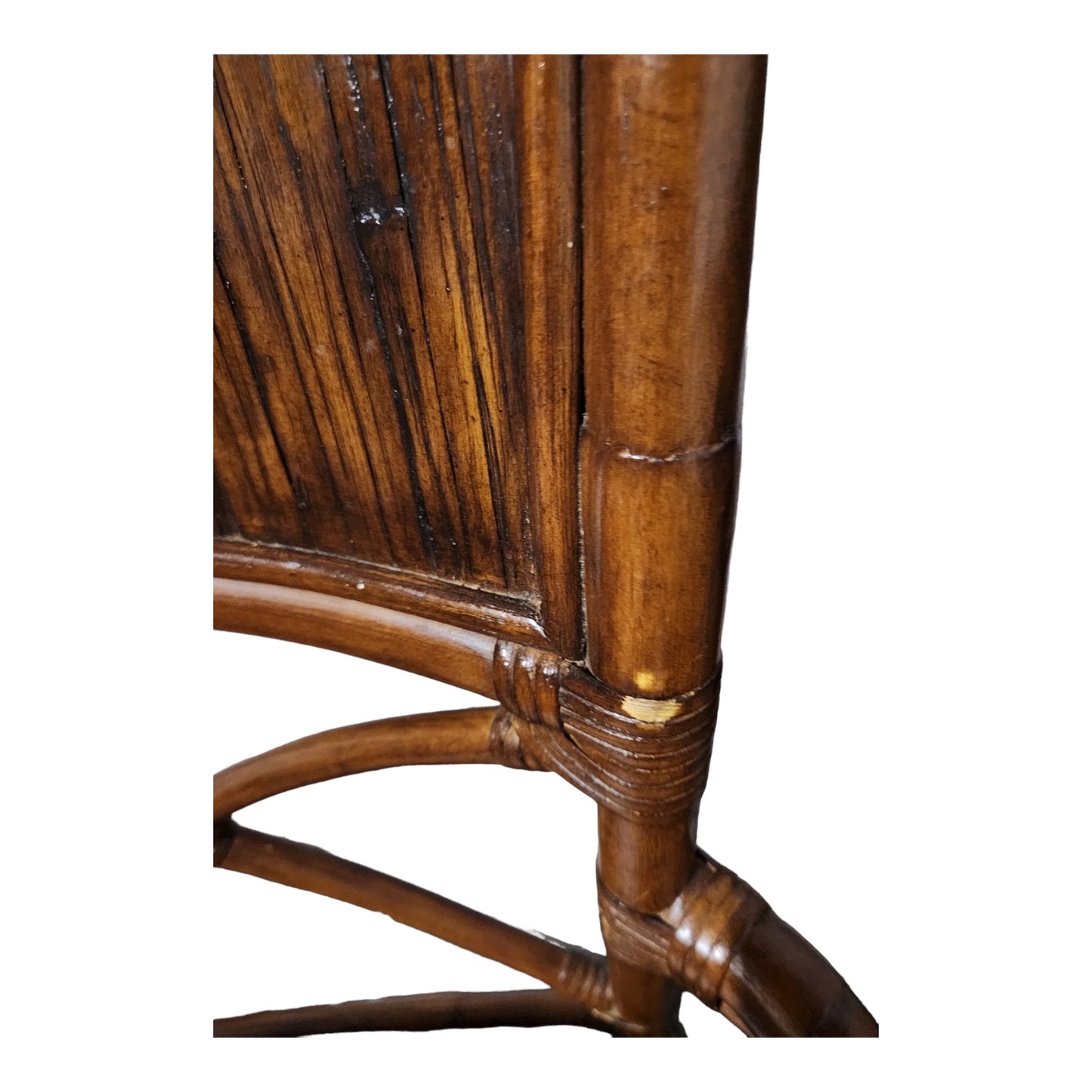 Bamboo and Rattan Leather Dining Arm Chair