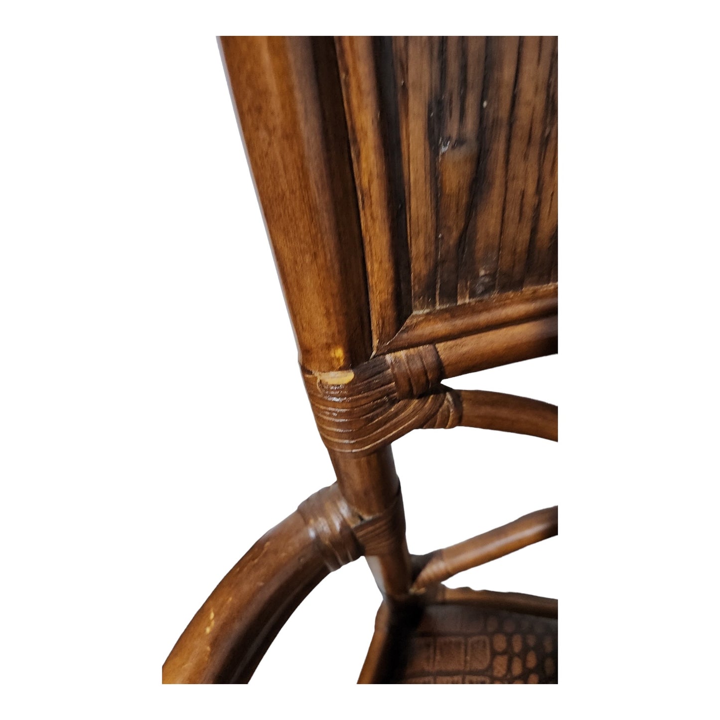 Bamboo and Rattan Leather Dining Arm Chair