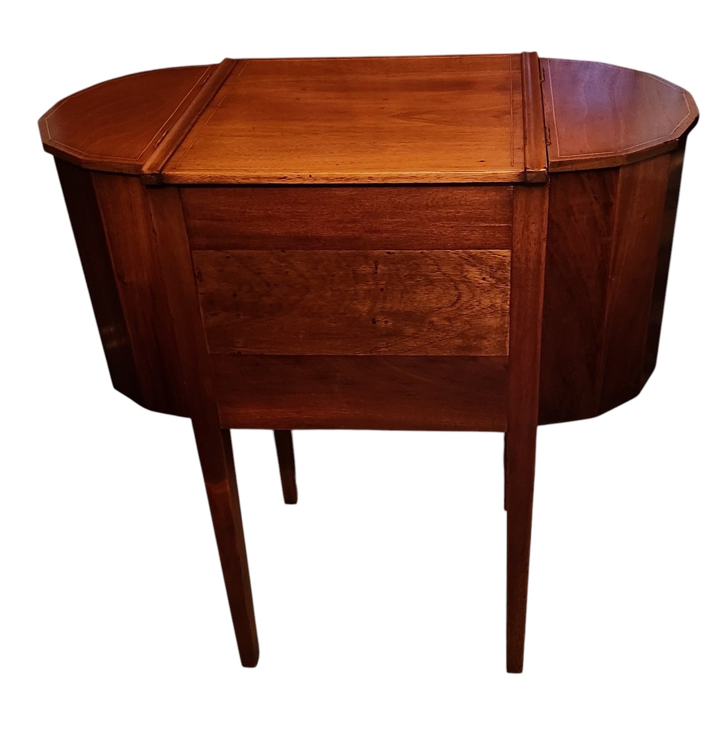 Vintage Oval Wood Martha Washington Style Sewing Stand/ Cabinet Side Pockets