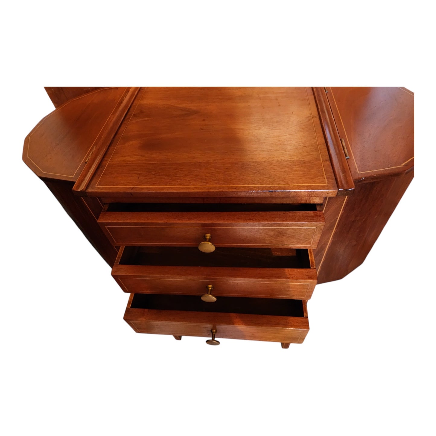 Vintage Oval Wood Martha Washington Style Sewing Stand/ Cabinet Side Pockets