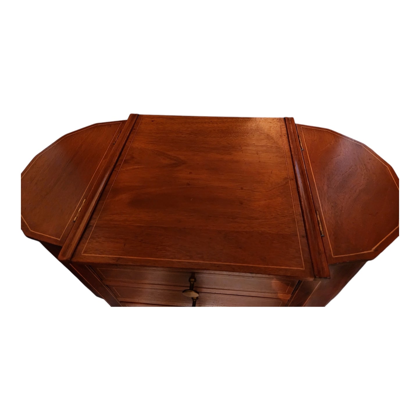 Vintage Oval Wood Martha Washington Style Sewing Stand/ Cabinet Side Pockets