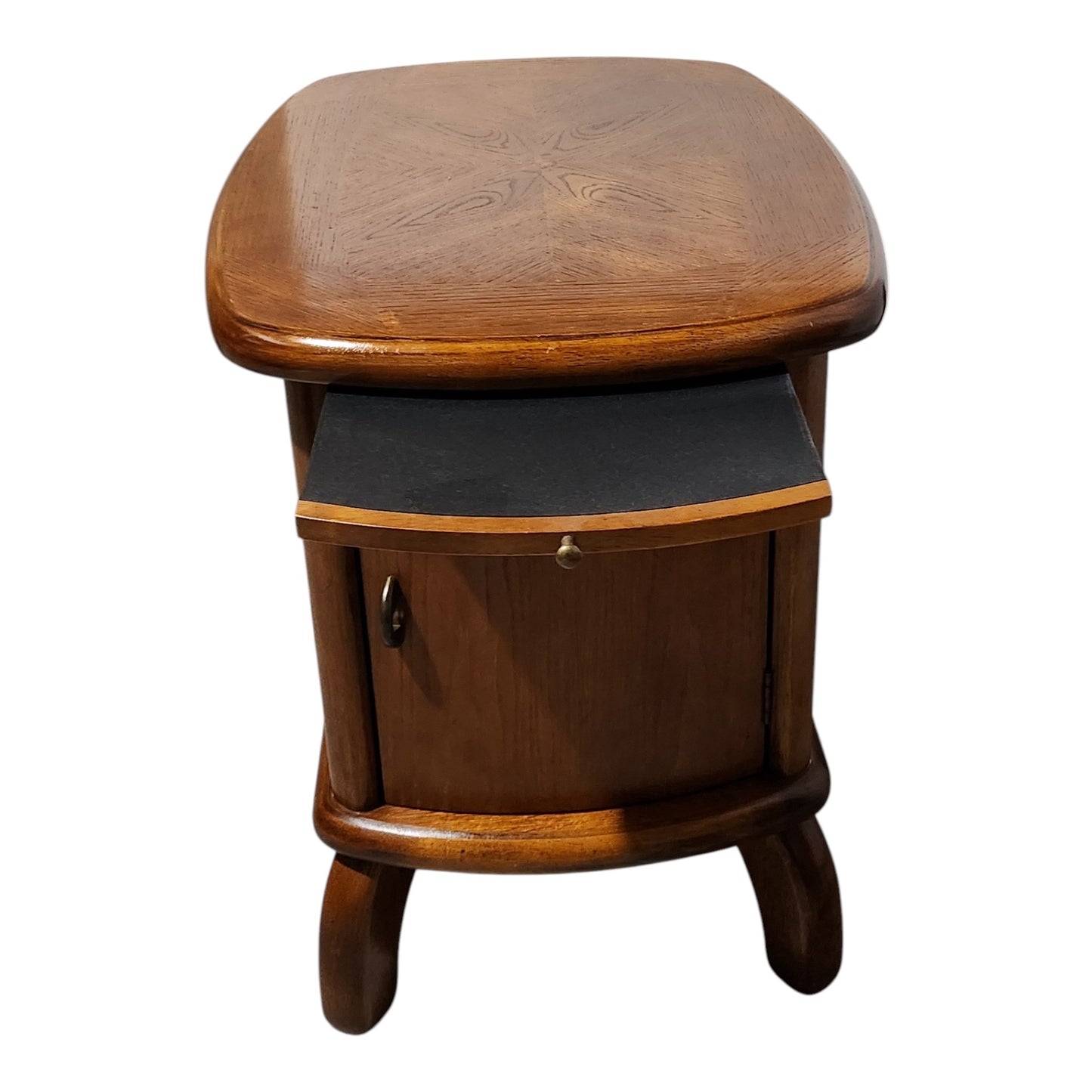 Solid Oak Wood Side Table/ Cabinet With Storage Back & Front