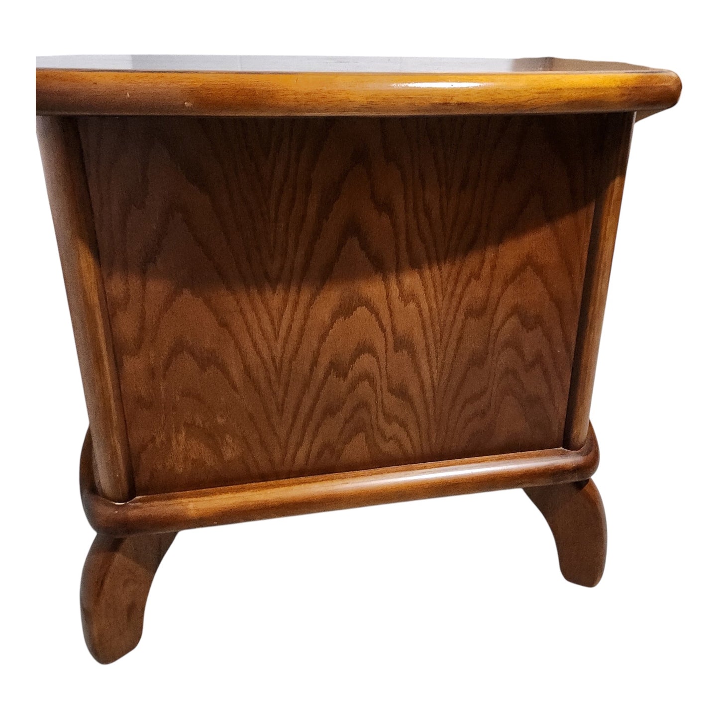 Solid Oak Wood Side Table/ Cabinet With Storage Back & Front