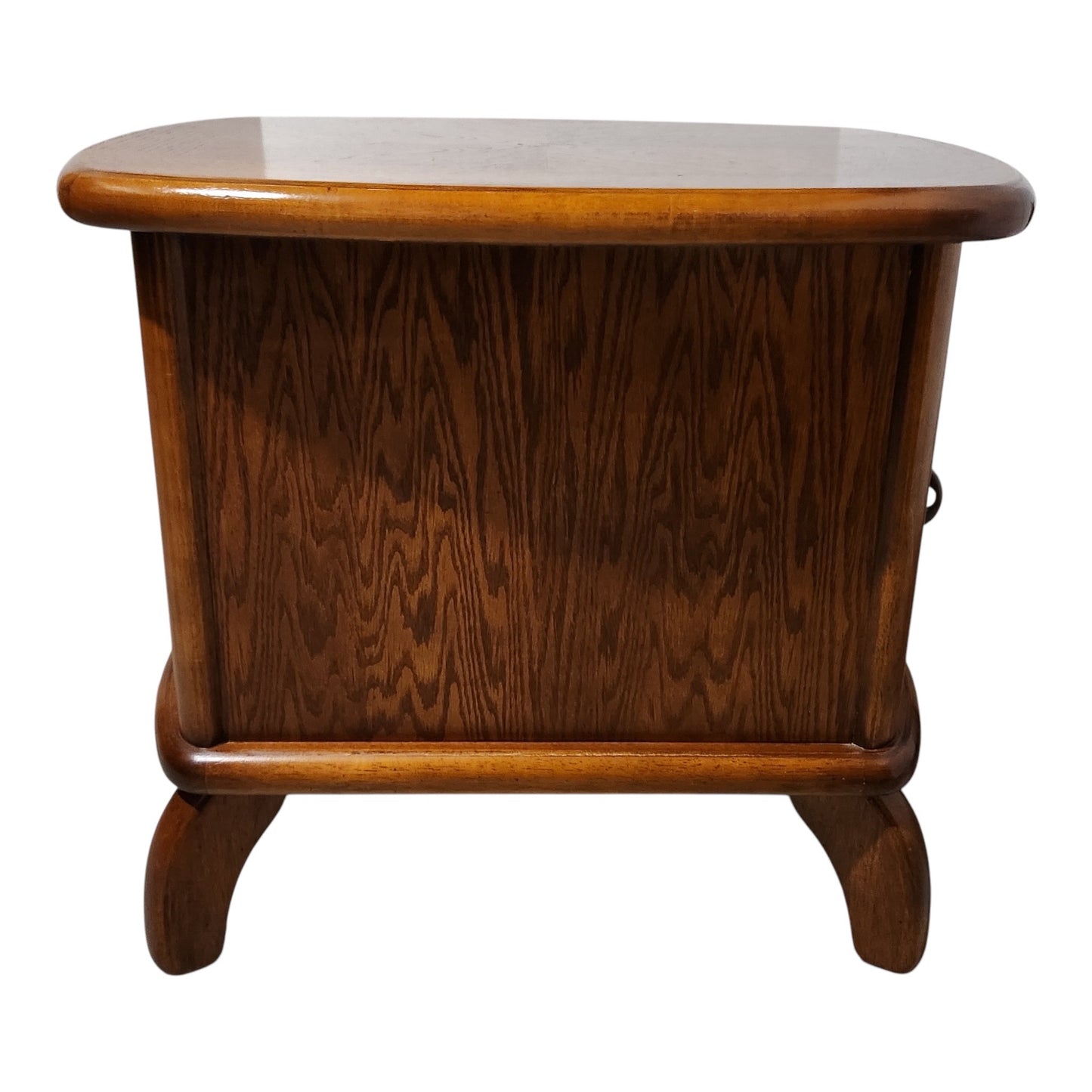 Solid Oak Wood Side Table/ Cabinet With Storage Back & Front