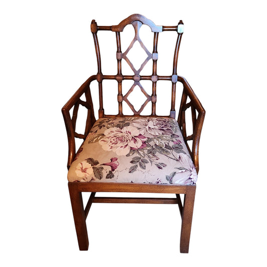 Vintage Chinese Chippendale George III Arm Chair